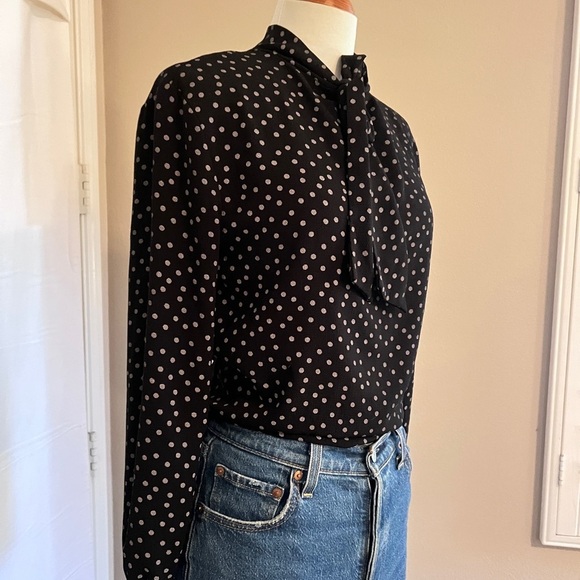 Boohoo Polka Dot Blouse With Tie - Picture 2 of 4
